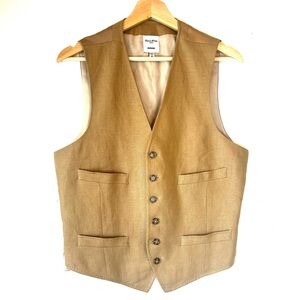 Vintage Linen Vest with Baird McNutt Irish Linen by Murano Men’s Medium Tan EUC